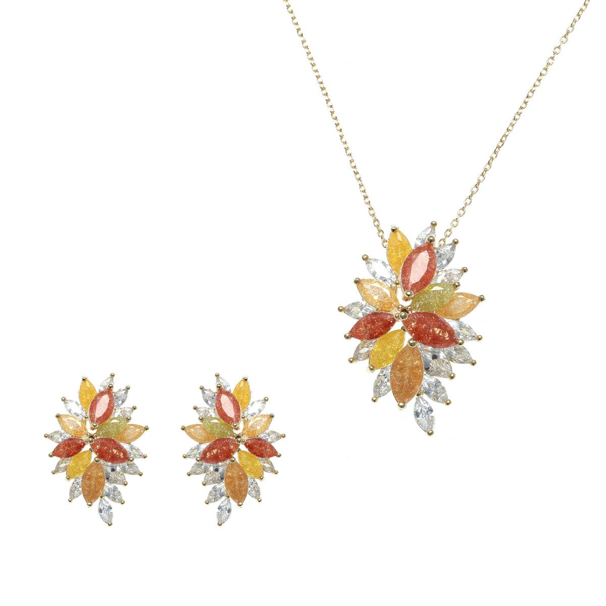 طقم بنقشة مجموعات الزهور بألوان الباستيل الزركون الكيوبك Pastel Floral Cluster Motif