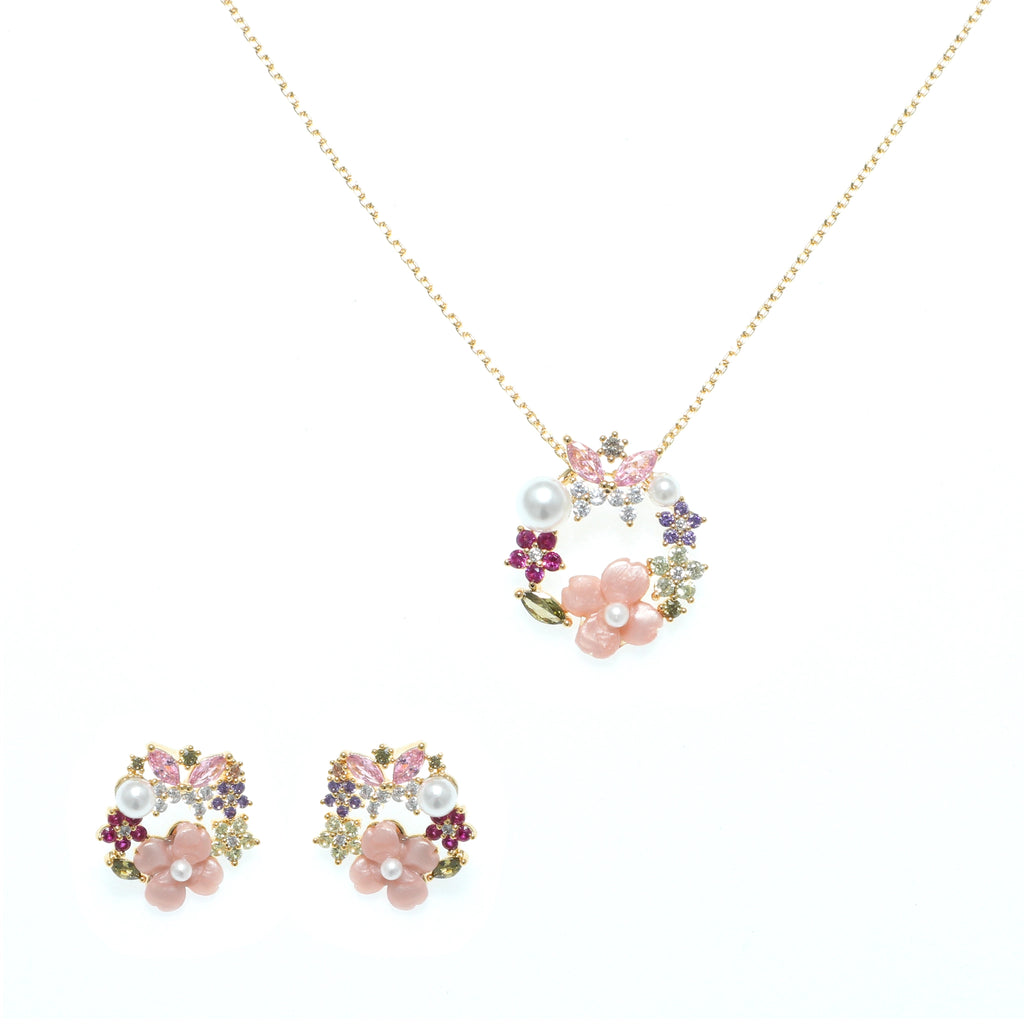 طقم إكليل الزهور بنقوش الحدائق Floral Wreath Garden Motif set