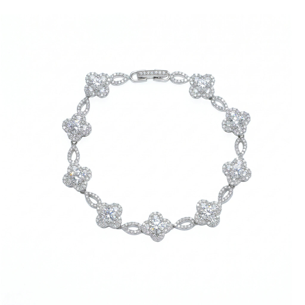 سوار "هالو" بتصميم رباعي الأوراق وحلقة اللانهاية Four-Petal Clover & Infinity Link Halo Bracelet