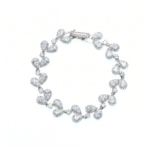 سوار بتصميم كمثرى مزين بأحجار زركون متداخلة Pear Cut Halo VineVine Cluster Bracelet