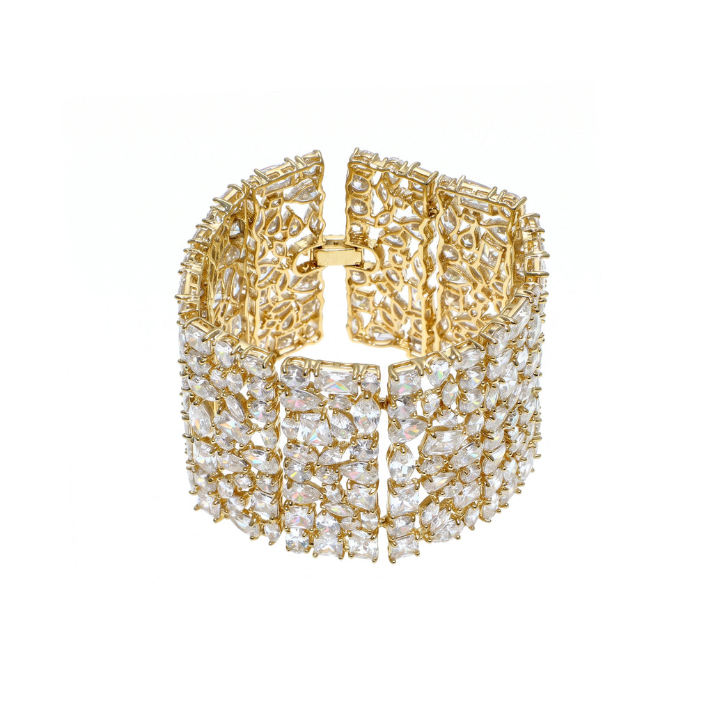 سوار مفتوح مرصع ببلورات متنوعة Mixed Crystal Cuff Bracelet