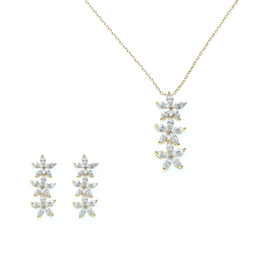 طقم بتصميم ثلاثي الزخارف الزهرية المتدلية Triple Floral Drop Motif Set