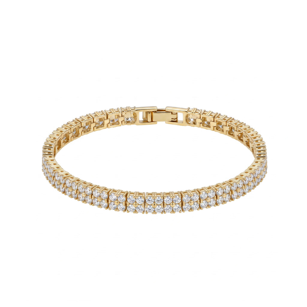 سوار بتصميم "تنس" مزدوج الصفوف Double-Row tennis style bracelet