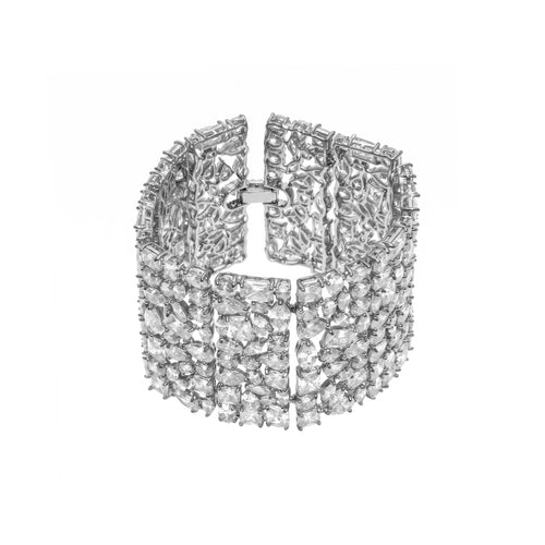 سوار مفتوح مرصع ببلورات متنوعة Mixed Crystal Cuff Bracelet