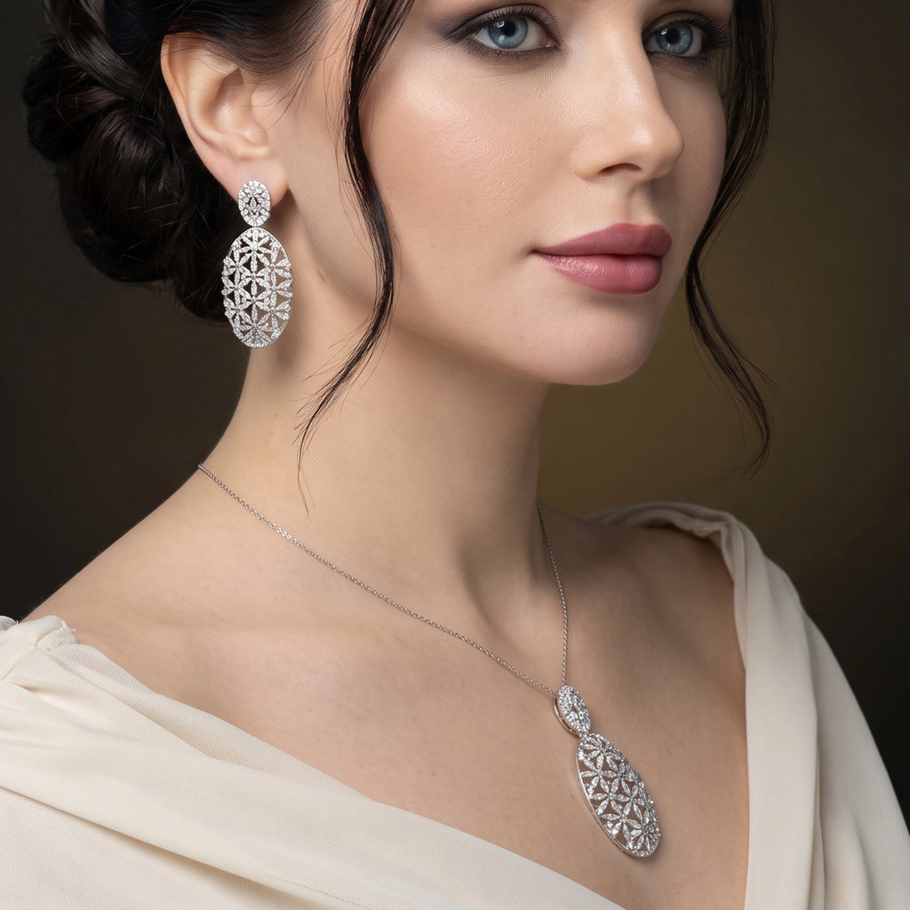 طقم دانتيل شبكي مزخرف على طراز آرت ديكو Art Deco Filigree Lattice Lace Set